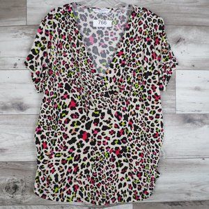 Peter Nygard* Women's Short Sleeve Curved Hem Low Cowl‎ Neck Pullover Blouse~ 1X